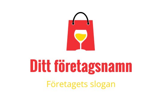 Fet logotypdesign med en röd väska och ett vinglas