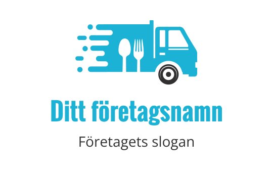 Dynamisk blå matvagnslogo med bestick och rörelselinjer
