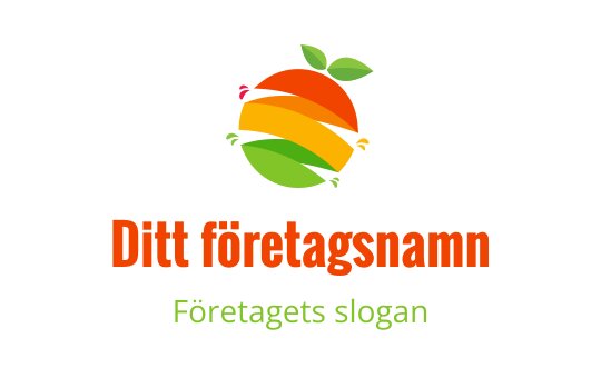 Färgglad cirkulär logotypdesign med orange och gröna element samt blad