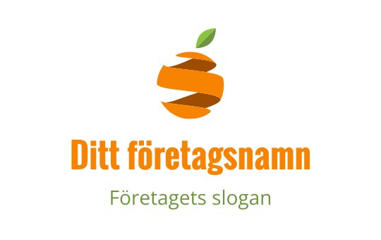 Modern orange fruktlogo med gröna bladdetaljer
