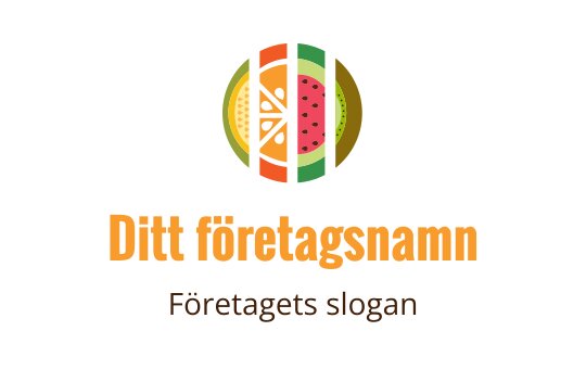Färgglad logotypdesign med skivade frukter i en cirkulär arrangemang