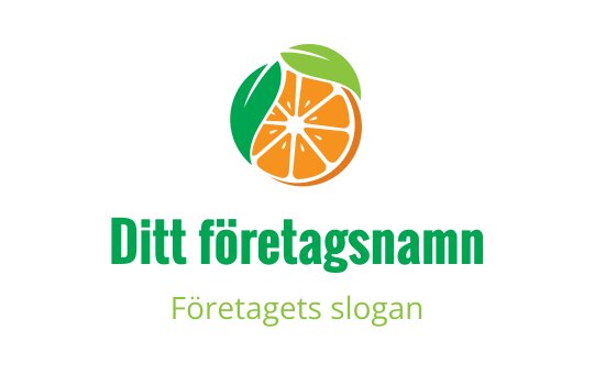 Vibrant orange och grön logo design med en skivad apelsin och blad