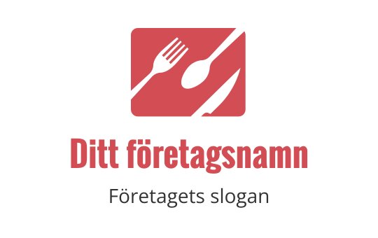 Modern logotypdesign med en gaffel, sked och kniv i röd och svart