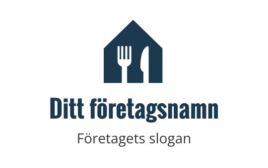 Modern logotypdesign med en hus-silhuett och gaffel- och knivelement