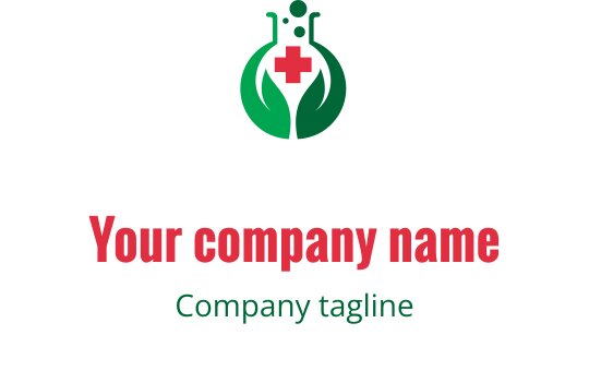 Modern grön logotypdesign med en stiliserad växt och medicinsk kors
