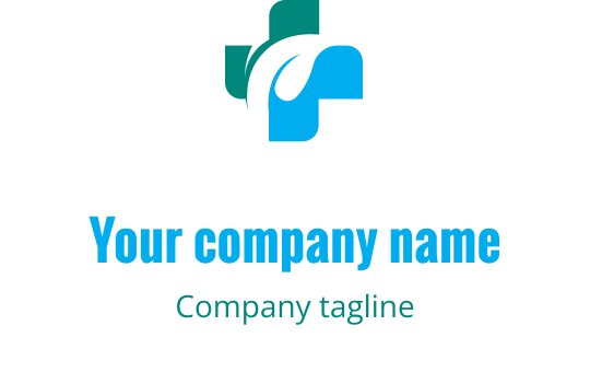 Modern logotypdesign med en stiliserad kors och flödande linjer i teal