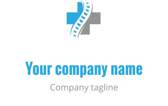 Modern blå och grå logotypdesign med dynamiska vågelement