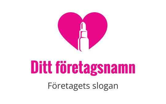 Fet rosa hjärtlogo med en silhuett av läppstift