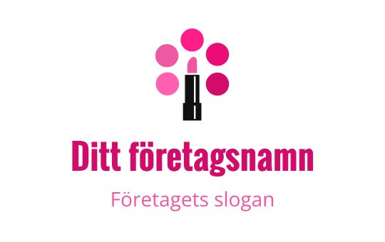 Färgglad logotypdesign med läppstift och cirkulära element i rosa