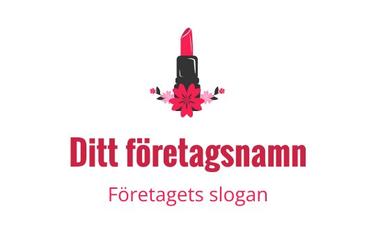 Fet läppstiftslogotyp med rosa blommor och elegant typografi