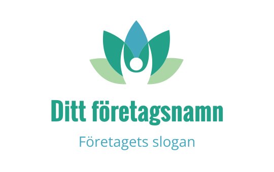 Modern logotypdesign med en stiliserad figur omgiven av gröna blad