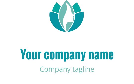 Elegant logotypdesign med en profilsilhuett i en teal blomform