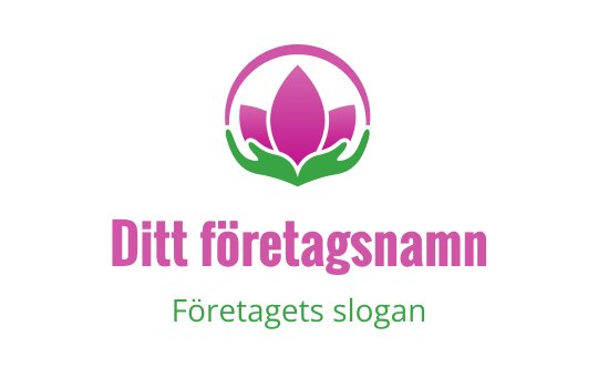Elegant rosa lotuslogo med gröna händer och cirkulär kontur