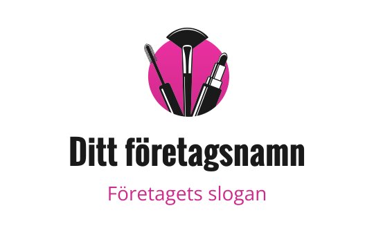 Fet logotypdesign med sminkverktyg i en rosa cirkel