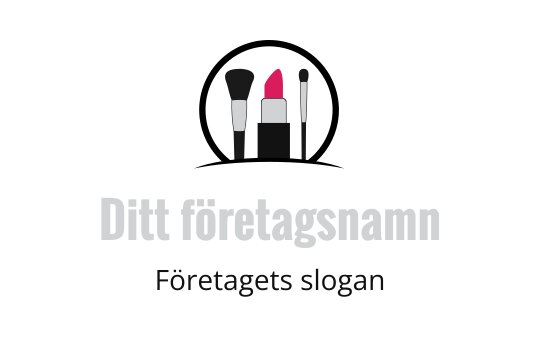 Stilren logotypdesign med makeupborstar och läppstift i livfulla färger