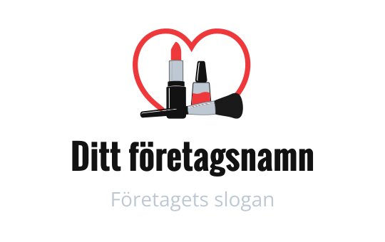 Kreativ logotypdesign med ett hjärta och sminkverktyg i röd och svart