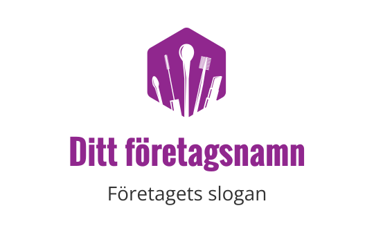 Modernt lila logotypdesign med en stiliserad silhuett av kostym och slips