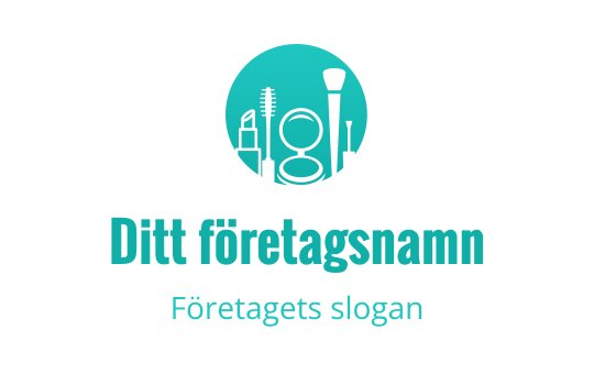 Modern logotypdesign med en turkos cirkel och skönhetsverktyg
