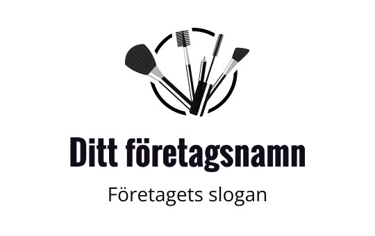 Stilren logotypdesign med olika sminkborstar i en fläktarrangemang