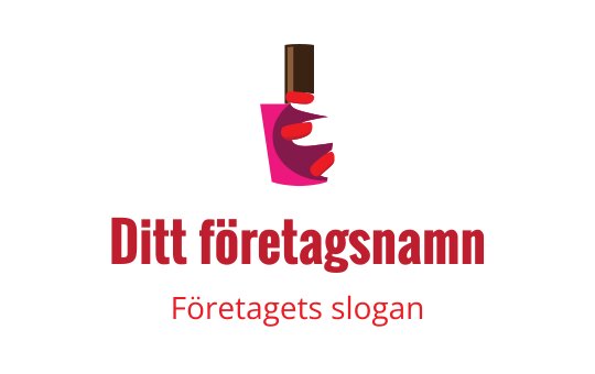 Kreativ logotypdesign för nagellack med en rosa flaska och röda accenter