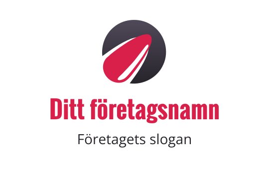 Modern logotypdesign med en röd bladform på en mörk cirkel