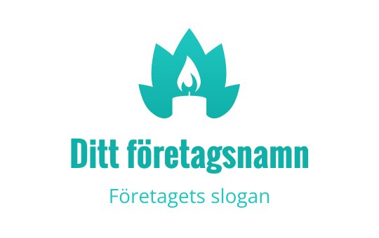 Stiliserad turkos låga logo med lotusblad under