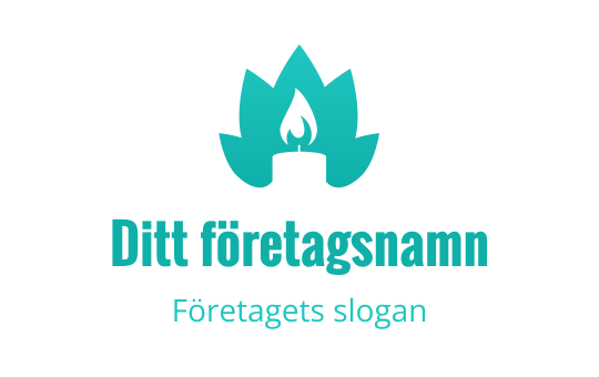 Stiliserad turkos låga logo med lotusblad under