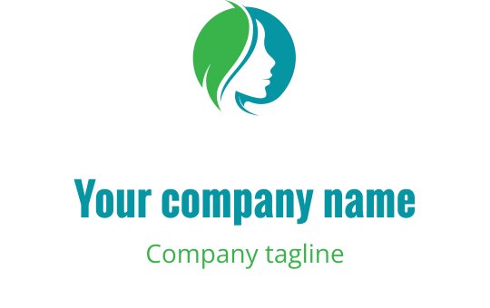 Modern logotypdesign med en profilsilhuett och gröna samt blå element