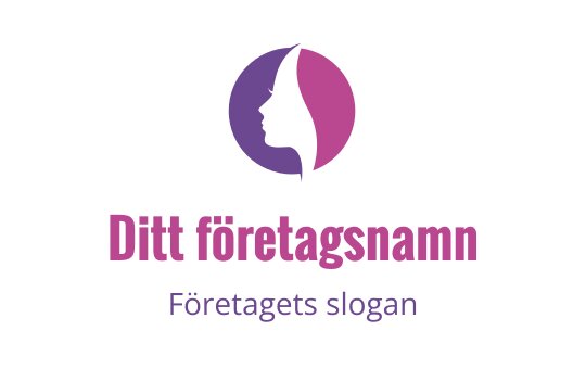 Elegant logotypdesign med en profilsilhuett i lila och rosa cirklar