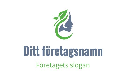 Modern logotypdesign med en profilsilhuett och gröna blad