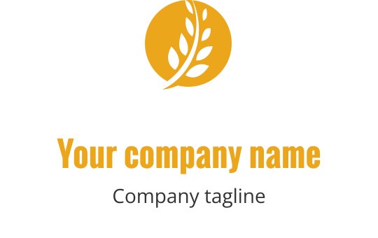 Modern logotypdesign med ett gyllene blad inom en cirkulär form