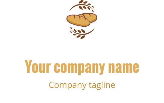 Elegant logotypdesign med en stiliserad brödlimpa i brunt och guld