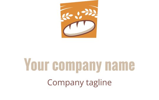 Elegant logotypdesign med en stiliserad brödlimpa i guld och brunt