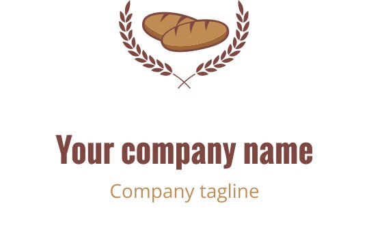 Elegant logotypdesign med en stiliserad brödlimpa i brunt och guld