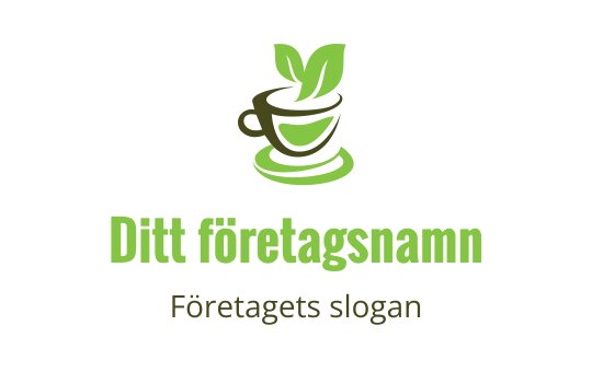 Modern grön kaffekopp logo design med blad som växer uppifrån