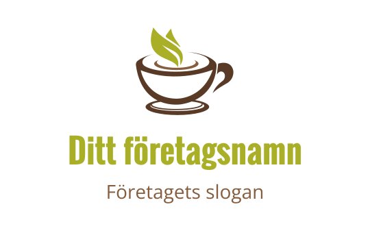 Modern logotypdesign av kaffekopp med gröna blad som växer uppåt
