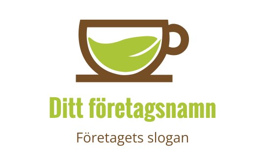 Modern logotypdesign av kaffekopp med ett grönt löv