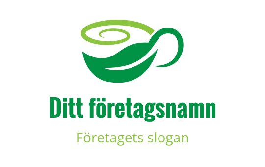Modern grön logotypdesign med virvlande kopp och bladdelement