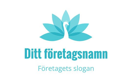 Elegant påfågel logo design med turkosa blad och en graciös silhuett