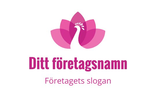 Elegant rosa lotusblomma logo design med en graciös påfågelsilhuett