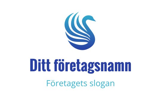 Elegant blå svan logo design med flödande fjädrar