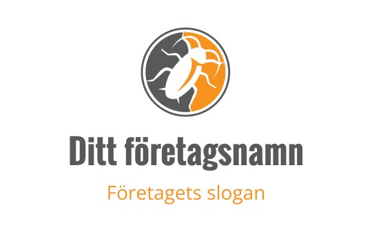 Fet logotypdesign med en stiliserad insekt i svart och orange
