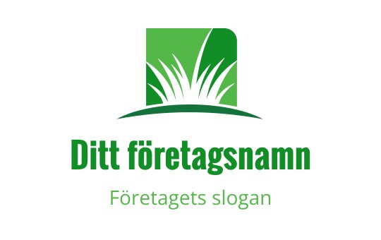 Modern grön logotypdesign med stiliserat gräs och fyrkantig bakgrund