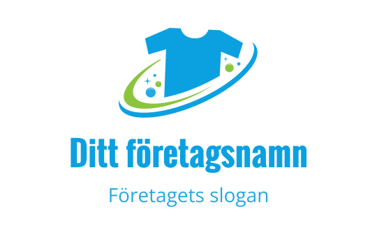 Färgglad logotypdesign med en t-shirt och virvlande element