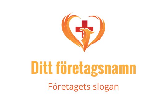 Hjärta-formad logotypdesign med ett kors och varma orange nyanser