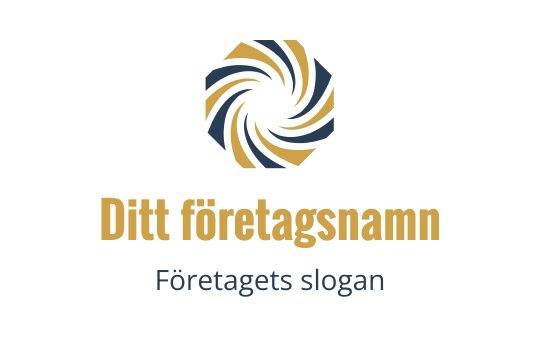 Modern snurrande logotypdesign i blå och guldtoner