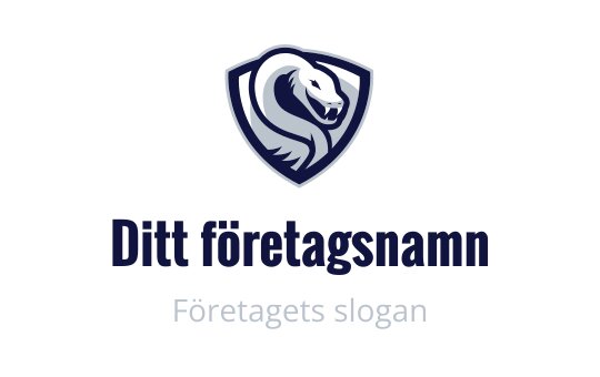 Tydlig lejonhuvud logo design inom en sköld i marinblått och silver