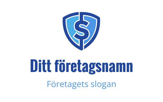 Sköldlogo med en stiliserad bokstav S i blå nyanser