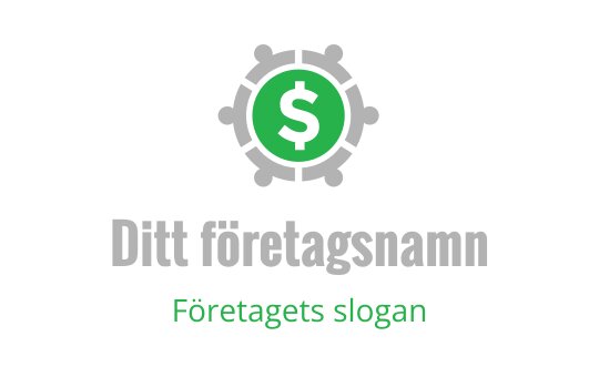 Modern logotypdesign med en grön dollarsymbol i en cirkulär kugghjulsform