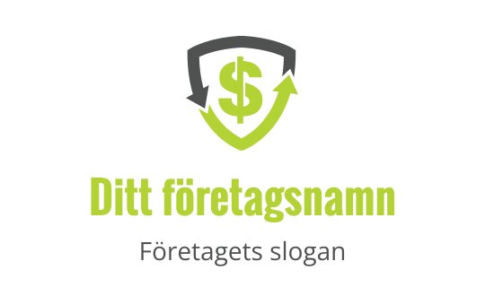 Modern sköldlogo med en dollar-symbol och uppåtgående pilar